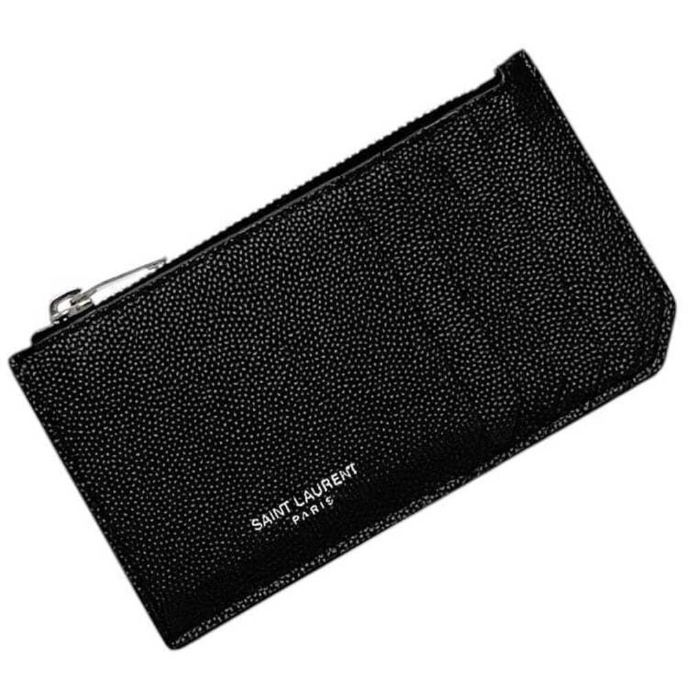 Saint Laurent Coin Wallet Leather Purse Paris Zipper Holder Wallet Black
